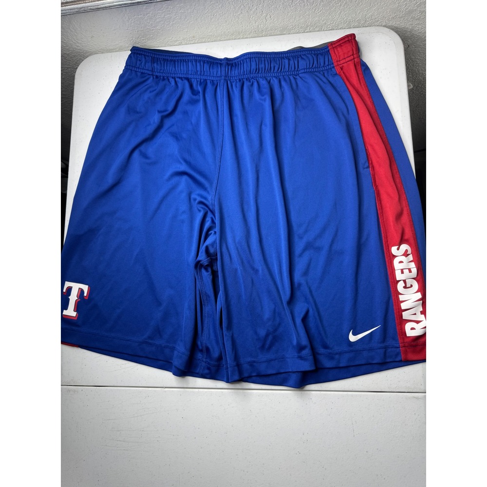 Nike Texas Rangers MLB Dri-Fit Mens XL Blue Red Athletic Training Shorts